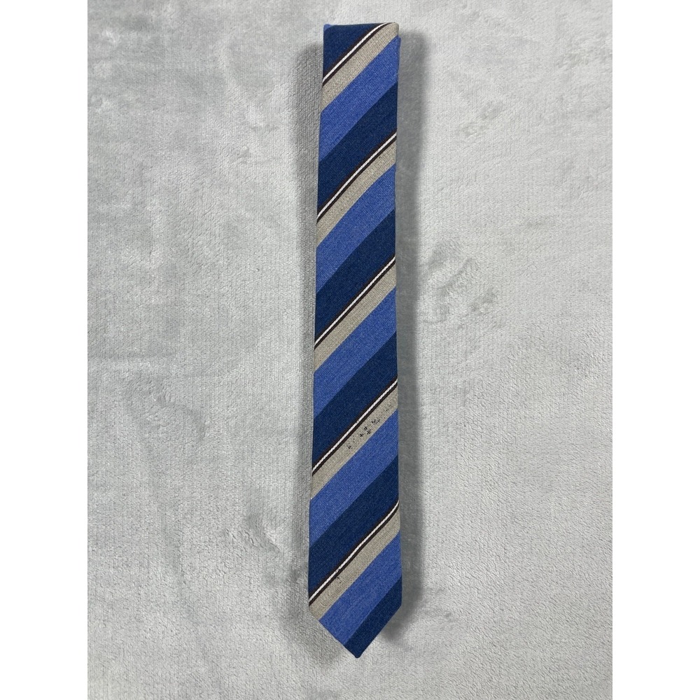 Original Penguin Tie Blue Striped Silk Skinny Necktie Men's Dress Tie